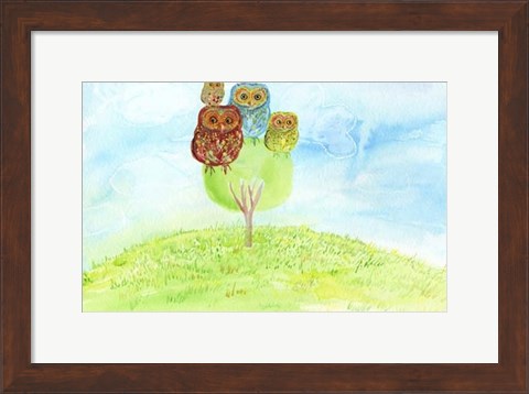 Framed Owl Family Print