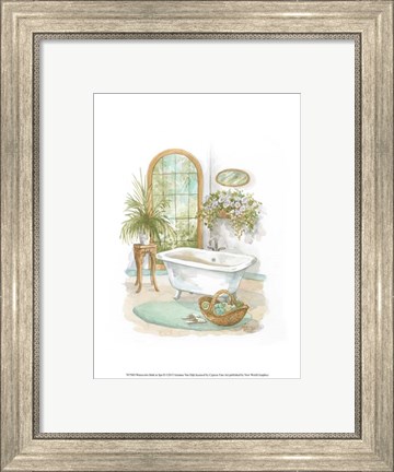 Framed Watercolor Bath in Spa II Print