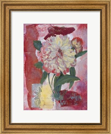Framed Magenta Flower Collage II Print