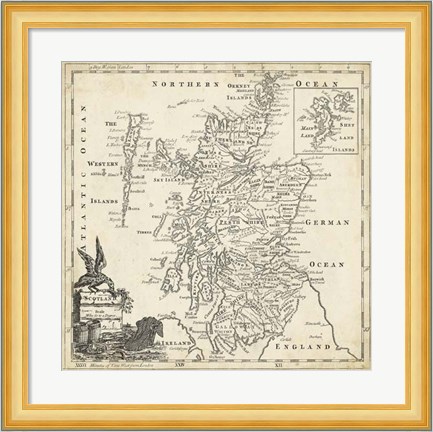 Framed Map of Scotland Print