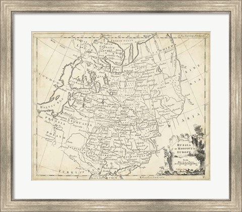 Framed Map of Russia Print