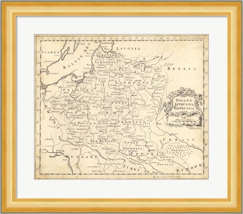 Framed Map of Poland Print