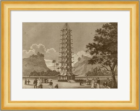 Framed Porcelain Pagoda Print