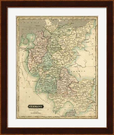 Framed Thomson&#39;s Map of Germany Print