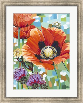 Framed Vivid Poppies II Print