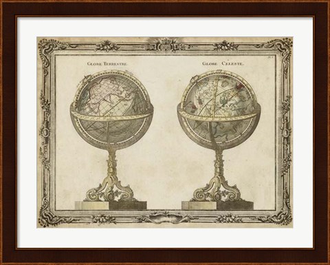 Framed Terrestrial &amp; Celestial Globes Print