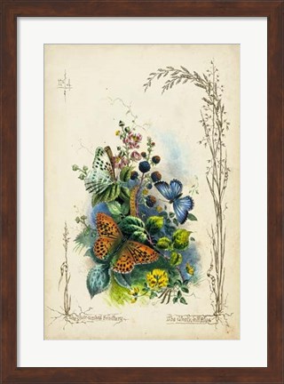 Framed Victorian Butterfly Garden VII Print