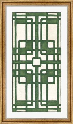 Framed Non-Embellished Emerald Deco Panel I Print