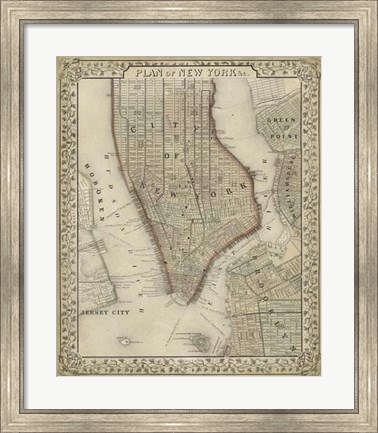 Framed Plan of New York Print