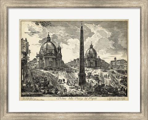 Framed Veduta della Piazza del Popolo Print