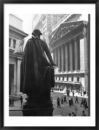 Framed George Washington Statue, New York Stock Exchange, Wall Street, Manhattan, New York City, USA Print