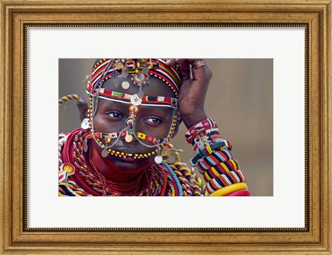 Framed Portrait of a Samburu maiden Print