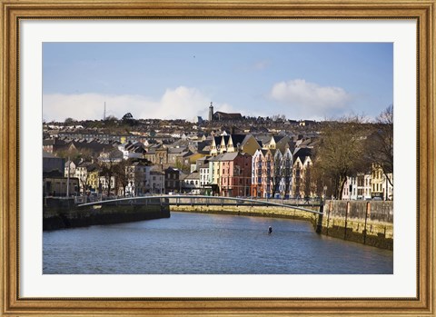Framed Kneeling Canoe, River Lee, Cork City, Ireland Print