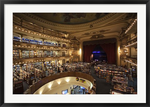 Framed Interiors of a bookstore, El Ateneo, Avenida Santa Fe, Buenos Aires, Argentina Print