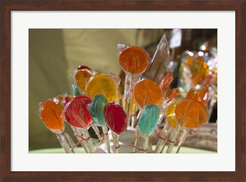 Framed Close-up of lollipops, Hippie Market, San Carlos de Bariloche, Rio Negro Province, Patagonia, Argentina Print