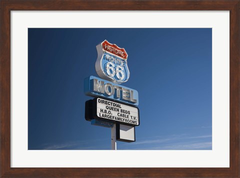Framed Low angle view of a motel sign, Route 66, Seligman, Yavapai County, Arizona, USA Print