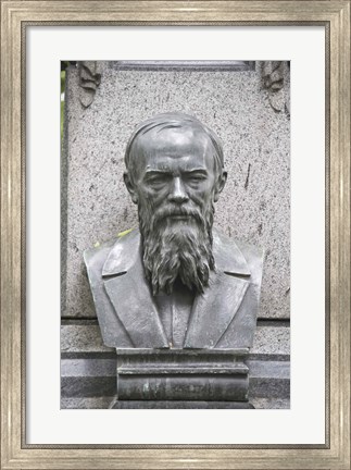 Framed Grave of Fyodor Dostoevsky at Tikhinskoye Kladbistse the Tikhvin Cemetery, St. Petersburg, Russia Print