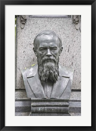 Framed Grave of Fyodor Dostoevsky at Tikhinskoye Kladbistse the Tikhvin Cemetery, St. Petersburg, Russia Print