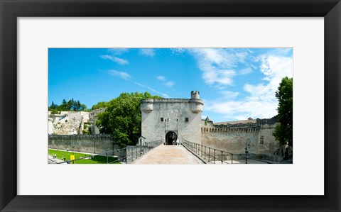 Framed Bridge leading to the city gate, Pont Saint-Benezet, Rhone River, Avignon, Vaucluse, Provence-Alpes-Cote d&#39;Azur, France Print