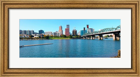Framed Hawthorne Bridge across the Willamette River, Portland, Multnomah County, Oregon Print