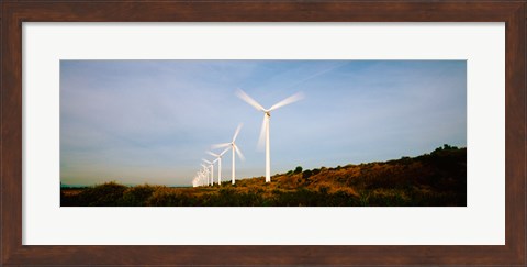 Framed Wind turbines in motion, Provence-Alpes-Cote d&#39;Azur, France Print