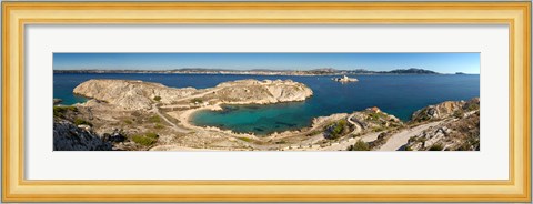 Framed Town of Marseille in the background, Mediterranean Sea, Provence-Alpes-Cote D&#39;Azur, France Print