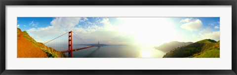 Framed Bridge across the bay, Golden Gate Bridge, Marin Headlands, San Francisco Bay, San Francisco, California, USA Print