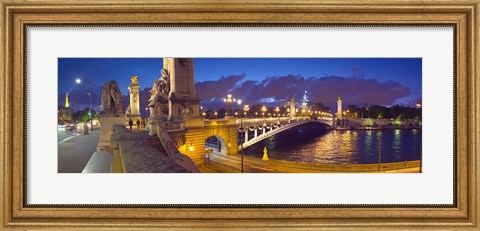 Framed Pont Alexandre III bridge at dusk, Seine River, Paris, Ile-de-France, France Print