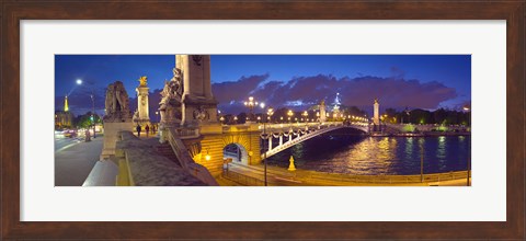 Framed Pont Alexandre III bridge at dusk, Seine River, Paris, Ile-de-France, France Print