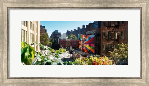 Framed Buildings around a street from the High Line in Chelsea, New York City, New York State, USA Print