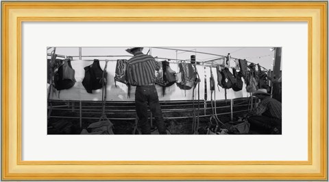 Framed Cowboy with tacks at rodeo, Pecos, Texas Print