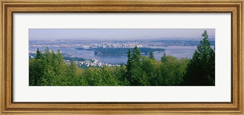 Framed Vancouver viewed from from a far, British Columbia, Canada Print