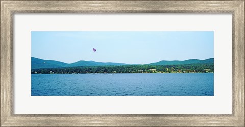 Framed Parasailing on Lake George, New York State, USA Print