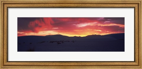 Framed Silhouette of a mountain range at dusk, White Sands National Monument, New Mexico Print