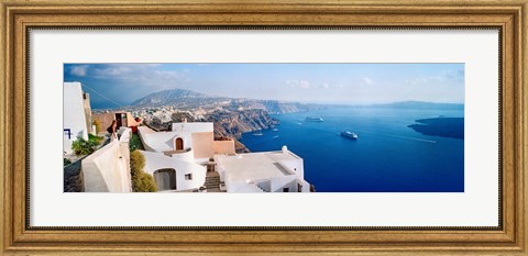 Framed High angle view of a town at coast, Santorini, Cyclades Islands, Greece Print