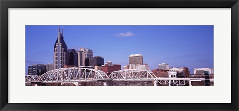 Framed Shelby Street Bridge with downtown skyline in background, Nashville, Tennessee, USA 2013 Print