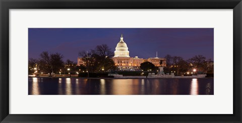 Framed Government building lit up at dusk, Capitol Building, National Mall, Washington DC, USA Print