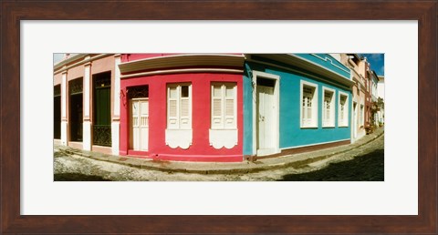 Framed Houses along a street in a city, Pelourinho, Salvador, Bahia, Brazil Print