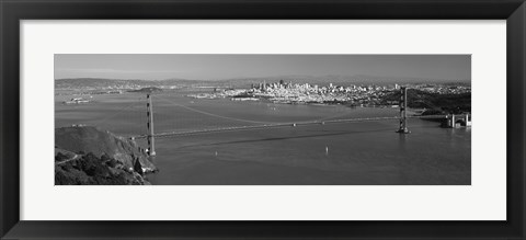Framed Golden Gate Bridge, San Francisco (black &amp; white) Print