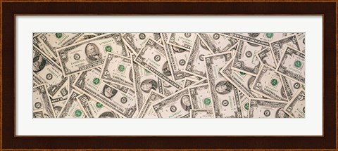 Framed Close-up of a pile of US Dollar bills Print