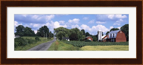 Framed Road passing through a farm, Emmons Road, Tompkins County, Finger Lakes Region, New York State, USA Print