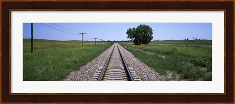 Framed Telephone poles along a railroad track, Custer County, Nebraska Print