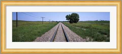 Framed Telephone poles along a railroad track, Custer County, Nebraska Print