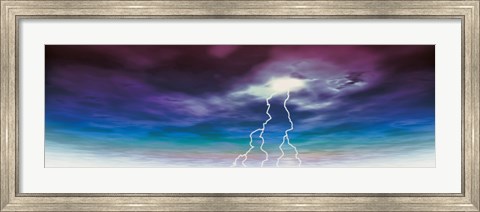 Framed Colored stormy sky w/ angry lightning Print