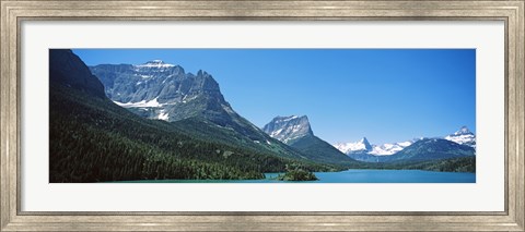 Framed Lake in front of mountains, St. Mary Lake, US Glacier National Park, Montana Print