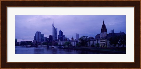 Framed City at the waterfront, Main River, Frankfurt Cathedral, Frankfurt, Hesse, Germany Print