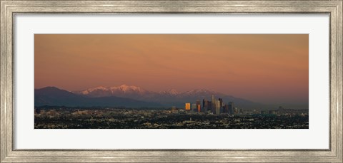 Framed High angle view of a city at dusk, Los Angeles, California, USA Print