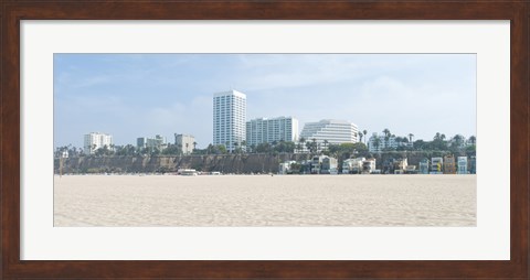 Framed Santa Monica Beach with buildings in the background, California, USA Print