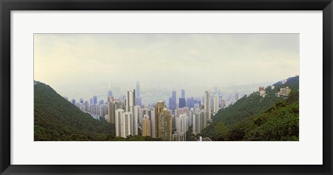 Framed Skyscrapers in a city, Hong Kong, China Print
