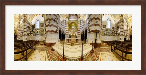 Framed Interiors of the basilica, Notre Dame De La Garde, Marseille, Bouches-du-Rhone, Provence-Alpes-Cote D&#39;Azur, France Print
